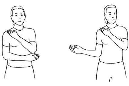 Figur av dame som beveger underarmen